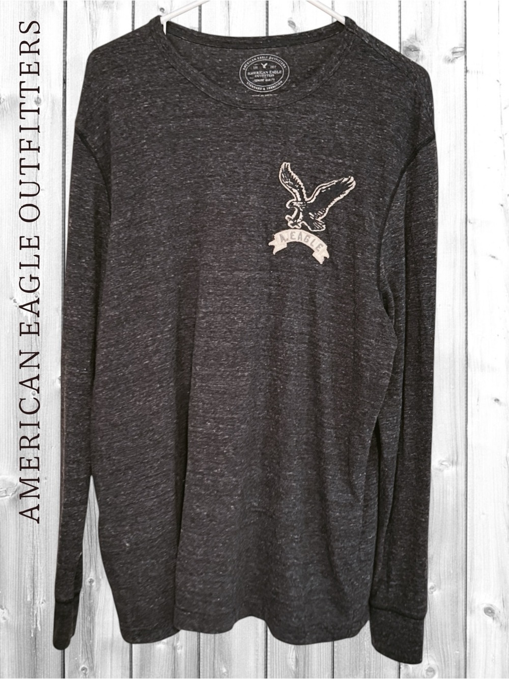 🌼American Eagle Athletic Fit Long Sleeve Crewneck Tee - Dark Heather Gray